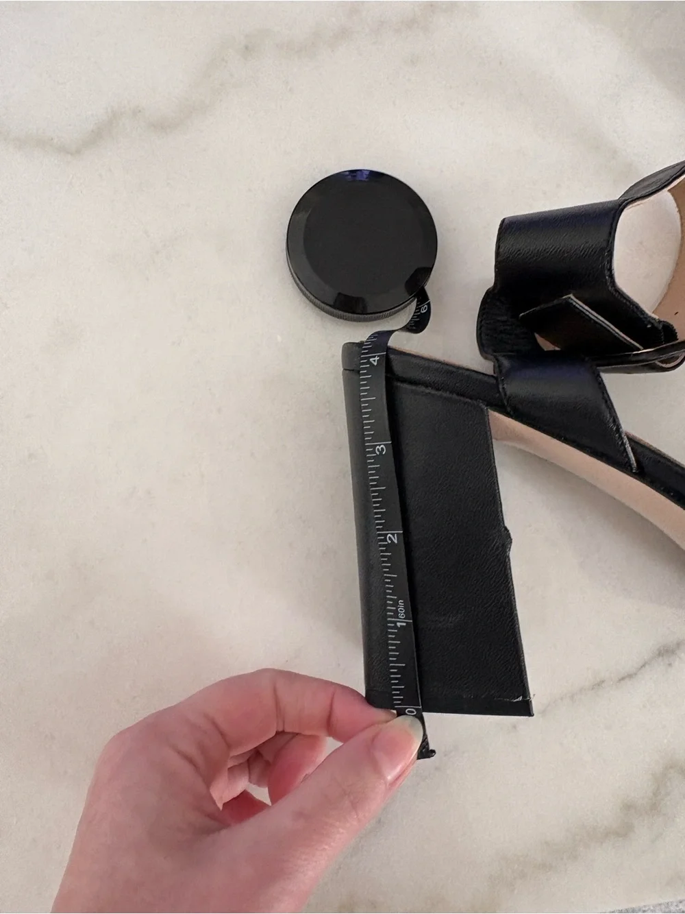 Black Leather Platform Block Heel Sandals